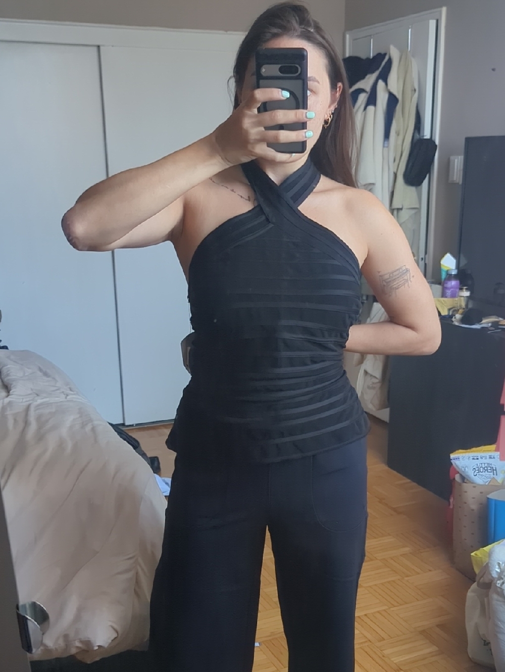 Signature Black Top with Branded Label and Tag